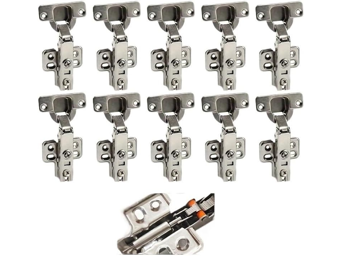 Dobradiças De Metal Escovado Fosco Com Fechamento Suave 10 20 Unidades Amortecimento Para Montagem Em Superfície Guarda