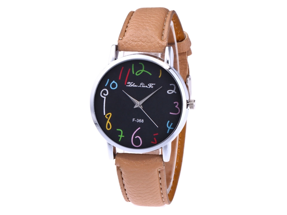 Reloj Casual Unisex De Cuero Pu Redondo Analógico De Quartzo Beige