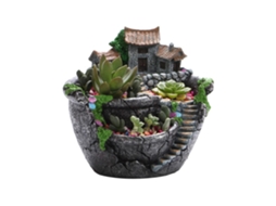Vaso de Suculentas com Cesta de Flores Casa Doce 3 Compartimentos Decoração Jardim S/MARCA