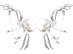 De 2 Broches De Aranha Para O Halloween Em Metal Prateado Com Pérolas Artificiais Brancas.