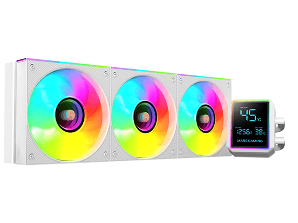 Sistema De Refrigeracion Liquida Mars Gaming Mllcdpro360w 3x120mm Argb 600w Tdp Pantalla Lcd Blanco