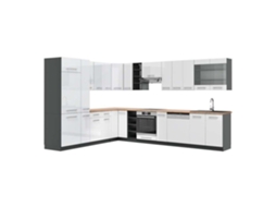 Cozinha de canto Fame-Line, 347 x 257 cm, carvalho PT, branco brilhante/antracite VICCO