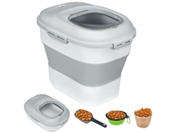 Recipiente de Ração Seca Dobrável, Até 25kg, com Acessórios 44x32x37cm Cinza