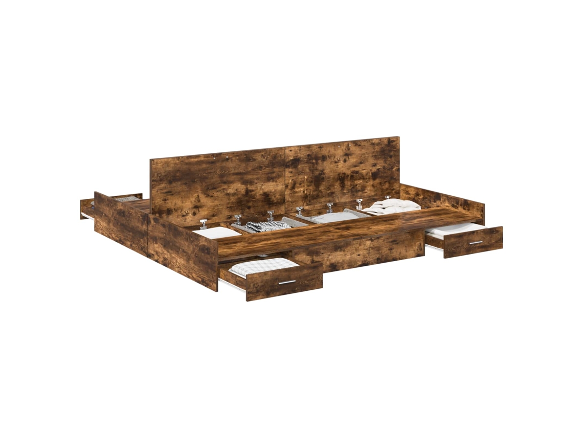Estrado de Cama com Arrumação Carvalho Defumado 200x200 cm MAISON EXCLUSIVE