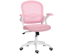 Cadeira de escritório ergonômica, ajustável, malha, estofada, rosa | S/MARCA