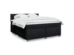 Vidaxl Cama Com Molas/colchão 180x200 Cm Tecido Preto
