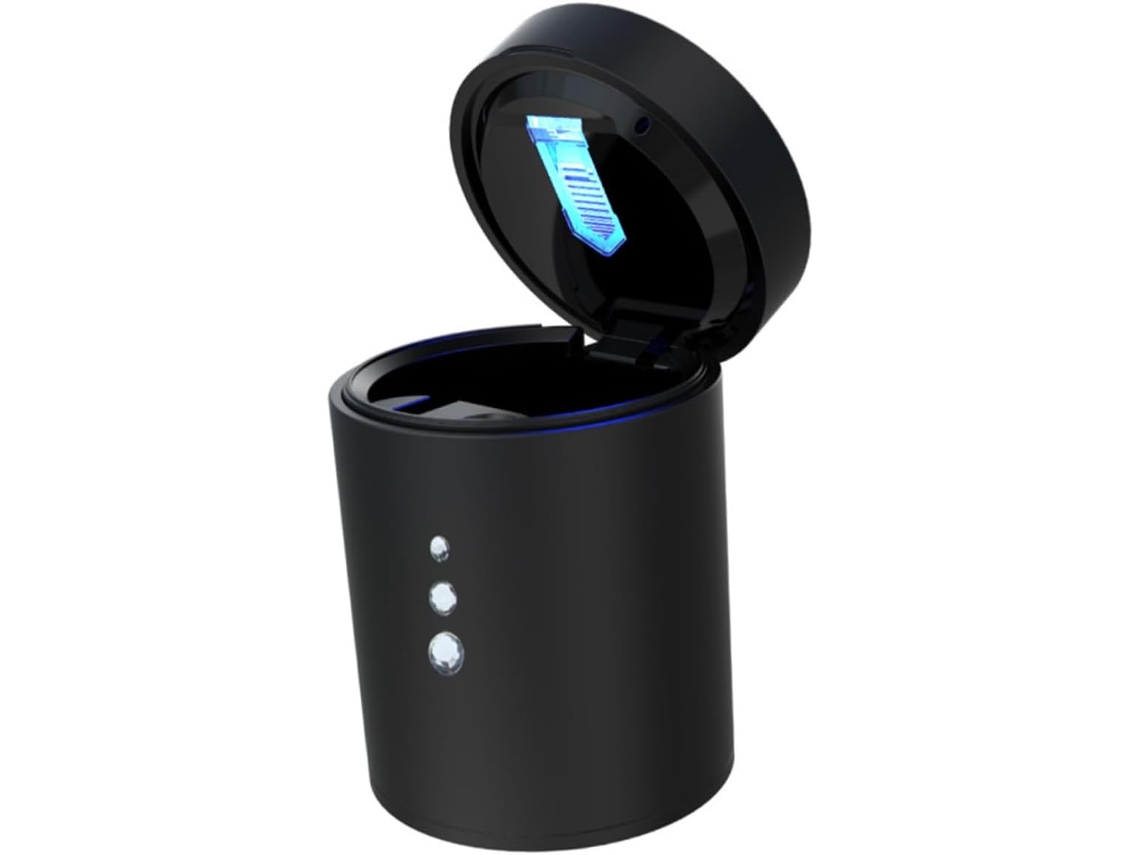 Cinzeiro Portátil Alipis Para Carro, Preto Com Tampa E Luz Led, Material Abs Pc Pbt, Resistente À Fumaça E