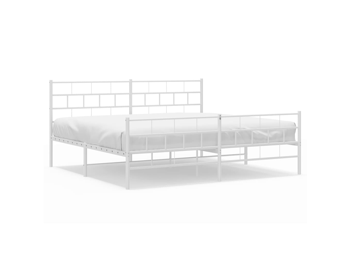 Estrutura de Cama com Cabeceira e Pés Metal Branco MAISON EXCLUSIVE 200x200 cm
