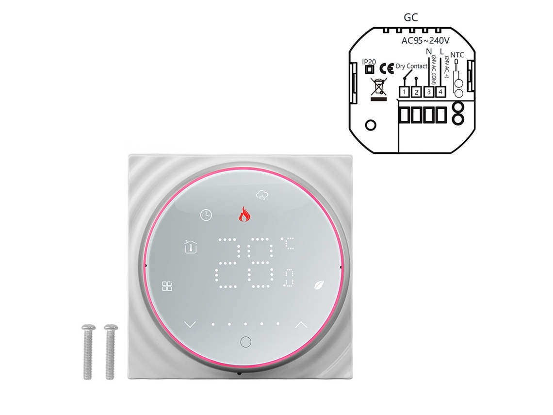 Termostato Inteligente Led Programável de 7 Dias para Aquecimento de Água, com Base Quadrada Branca, Ac95 240v S/MARCA
