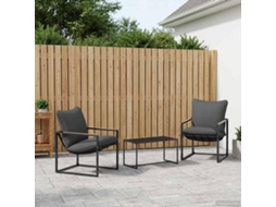 Vidaxl Conjunto De Sofá De Jardim 3 Unid. Preto E Anthracite Aço