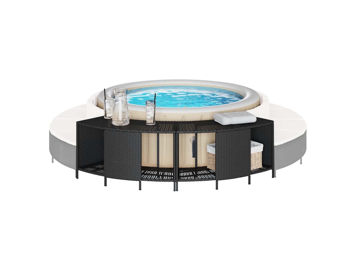 Vidaxl Prateleiras P/ Banheira De Hidromassagem 2 Pcs Vime Pe Preto