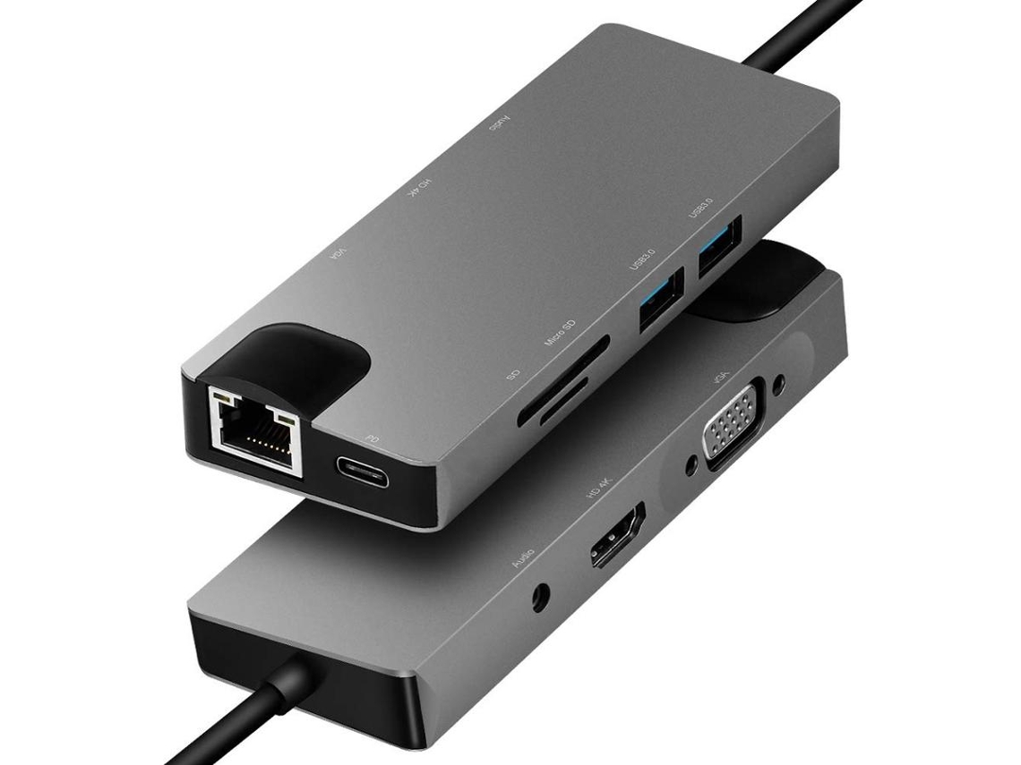 Lurelia Dock Usb-c 9 Em 1 Com 4k, 1080p, Hdmi, Vga, Ethernet 2,5gbps, Usb 3.0, Sd/tf, Pd 60w, Áudio 3,5 Mm Para Macbook Compacto