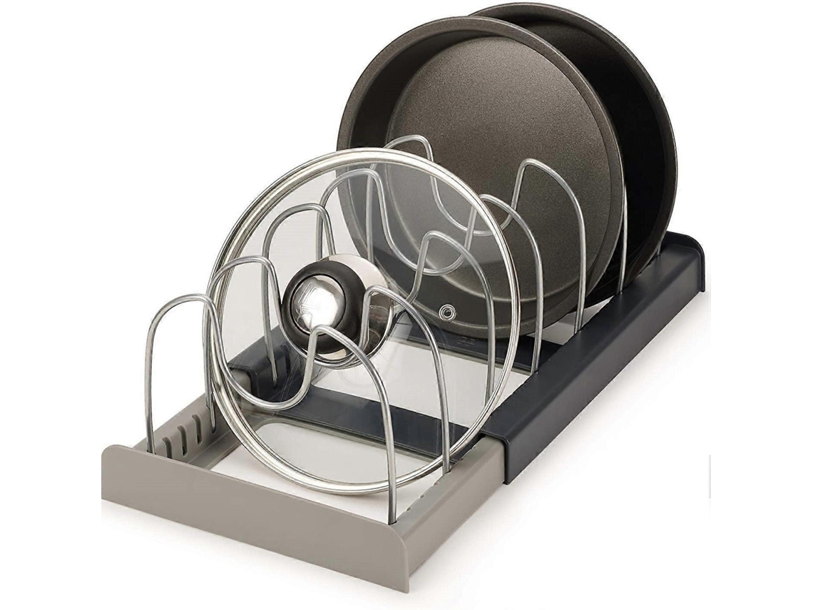 Organizador De Utensílios De Cozinha Retrátil Drawerstore, Armazenamento Compacto Para Tampas E Assadeiras, Cinza