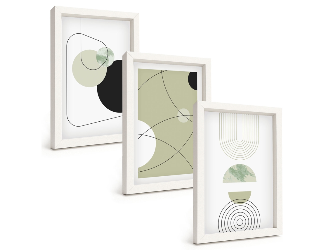 Composição De Quadros Formas E Cores Abstratas Espelharte (3 Peças 20x30 Cm)