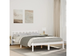 Vidaxl Cama Extra Longa Sem Colchão 140x220 Cm Pinho Maciço Branco