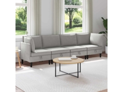 Vidaxl Conjunto De Móveis Para Sala De Estar 4 Unid. Cinzento-claro