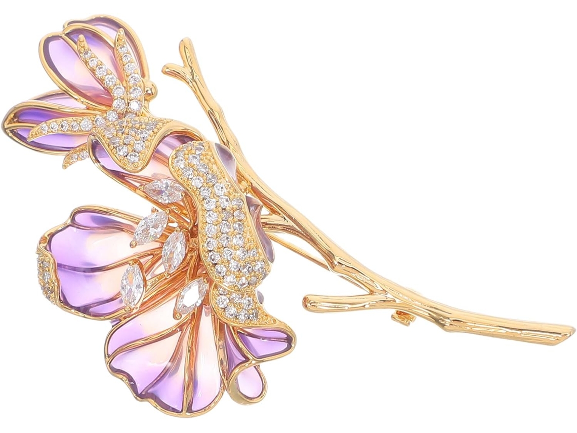 Broche Floral Vintage Leve Em Esmalte Para Mulheres, Alfinete De Lapela, Acessório Elegante Para Gola.