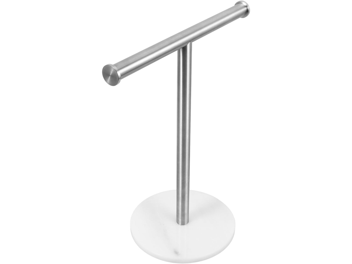 Suporte De Toalhas Bancada Artibetter, Elegante, Em Mármore Prateado E Aço Inoxidável, Com Design Em Formato De T