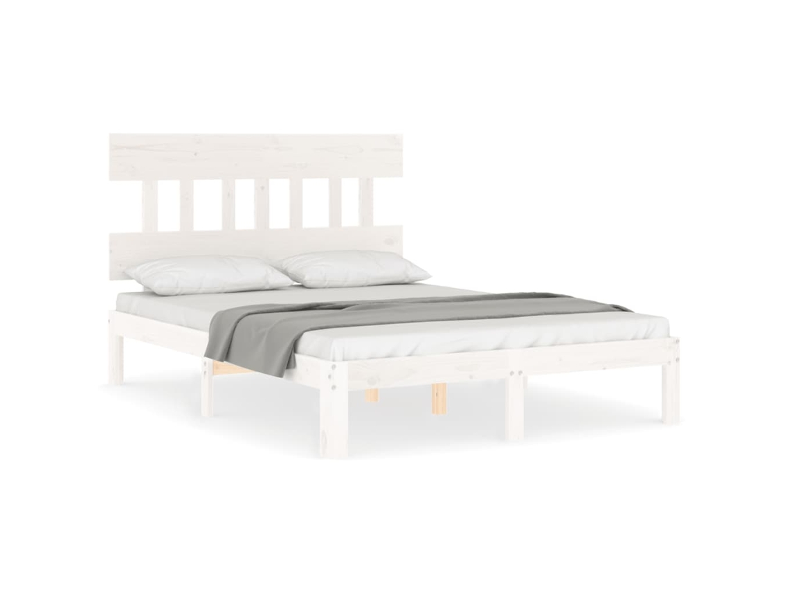 Bed Frame, Bed Frames Vidaxl Branco Madeira De Pinho (140 X 190 Cm)