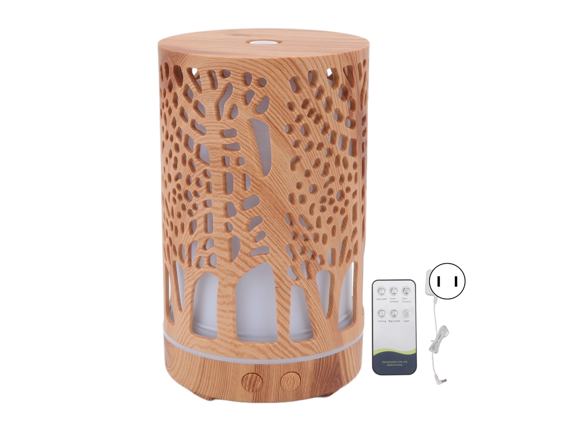Humidificador com aroma a madeira e difusor de óleos essenciais 200ml, luz LED multicolor, 100-240V LAXISCREED