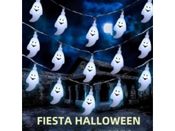 Cordão de luzes de Halloween, cordão de luzes decorativo de fantasmas, alimentado por bateria MDUG (3m com 20 LEDs brancos)