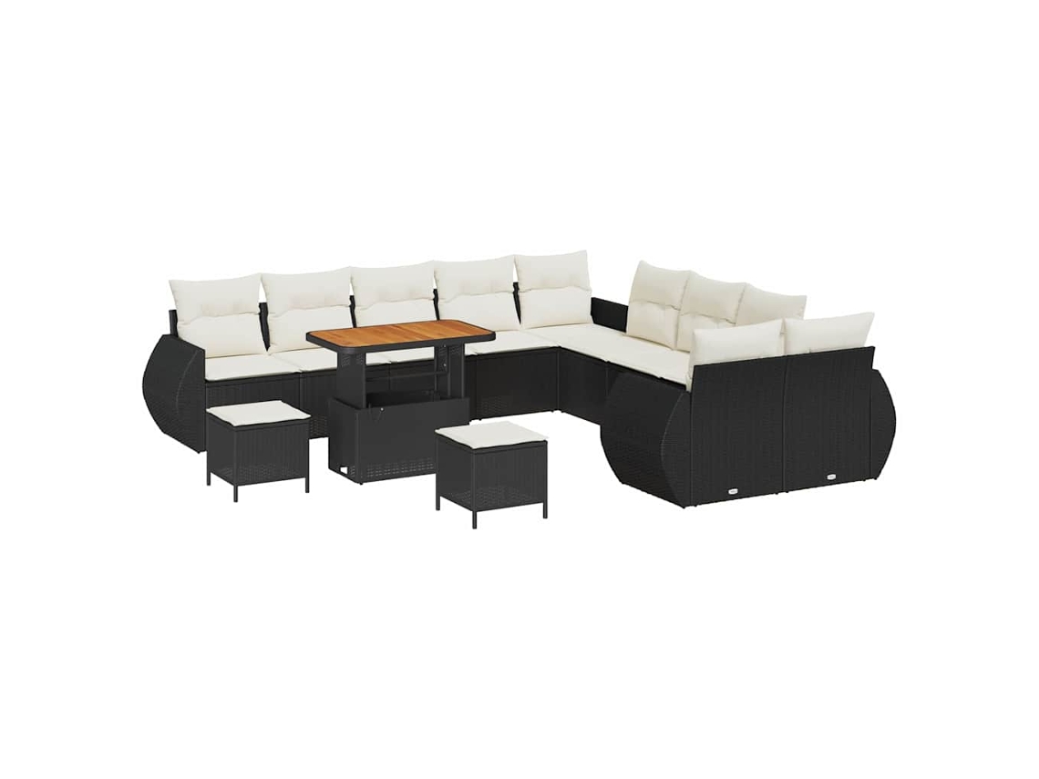 Conjunto 13 Móveis De Jardim Vidaxl Preto Vime Pe (90 X 55 X 71 Cm)