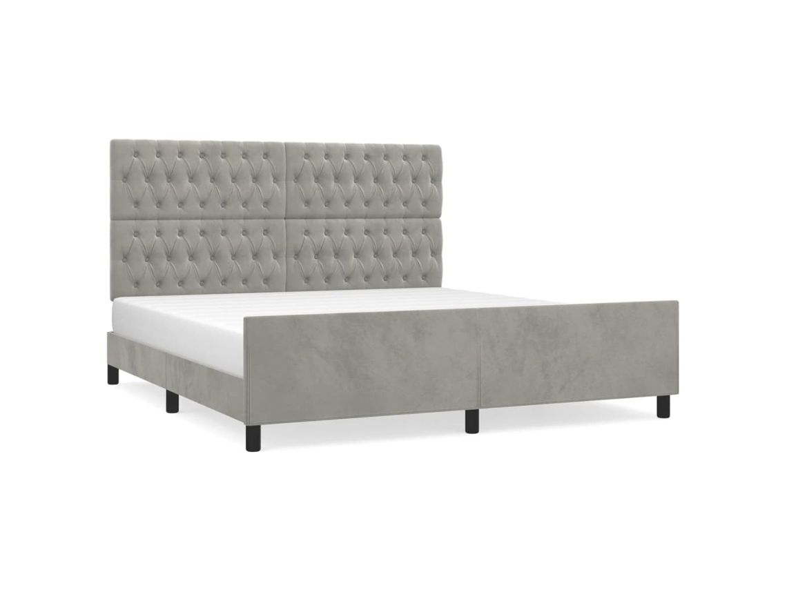 Estrutura de Cama com Cabeceira 180x200 Cm Veludo Cinzento Claro MAISON EXCLUSIVE