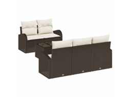 Maison Exclusive - Conjunto De Sofá De Jardim 6 Pcs Marrom E Creme Vime Pe