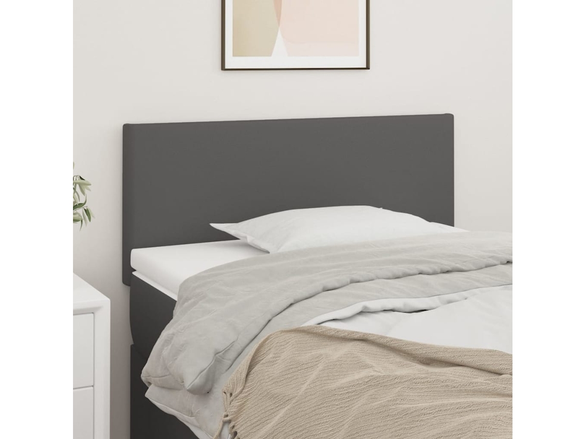 Vidaxl Cabeceira De Cama Couro Artificial 90x5x78/88 Cm Cinzento