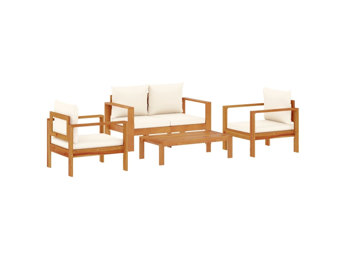 Maison Exclusive - 4 Pcs Conjunto De Sofás De Jardim Com Almofadões Acácia Maciça