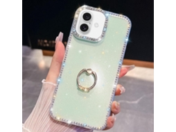 Capa Para Iphone 17 Com Glitter De Strass E Suporte De Anel, Resistente A Impactos.