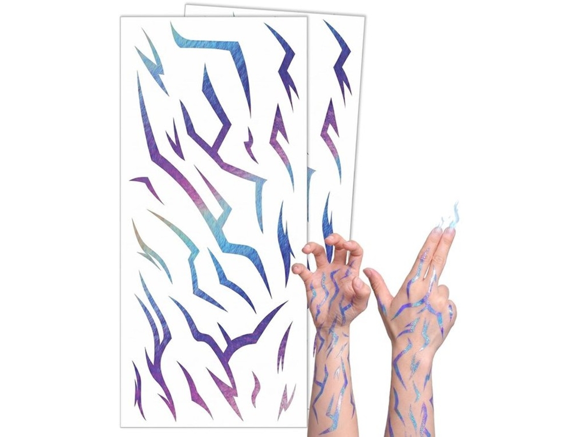 Escolha- Tatuagens Temporárias - 2 Fitas Tatuagens Holográficas - Adesivos De Tatuagem - Cosplay/festival/rave - Desenhos De Relâmpago - Lavável