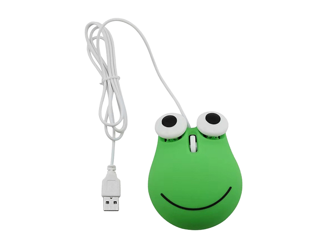 Rato com Fio Verde Sapo Bonito para Crianças Design Ergonomico Usb Pc Laptop