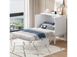 Cama Dobrável 90x200 Cm, Com Ripas, Cama De Parede, Vertical, Branco