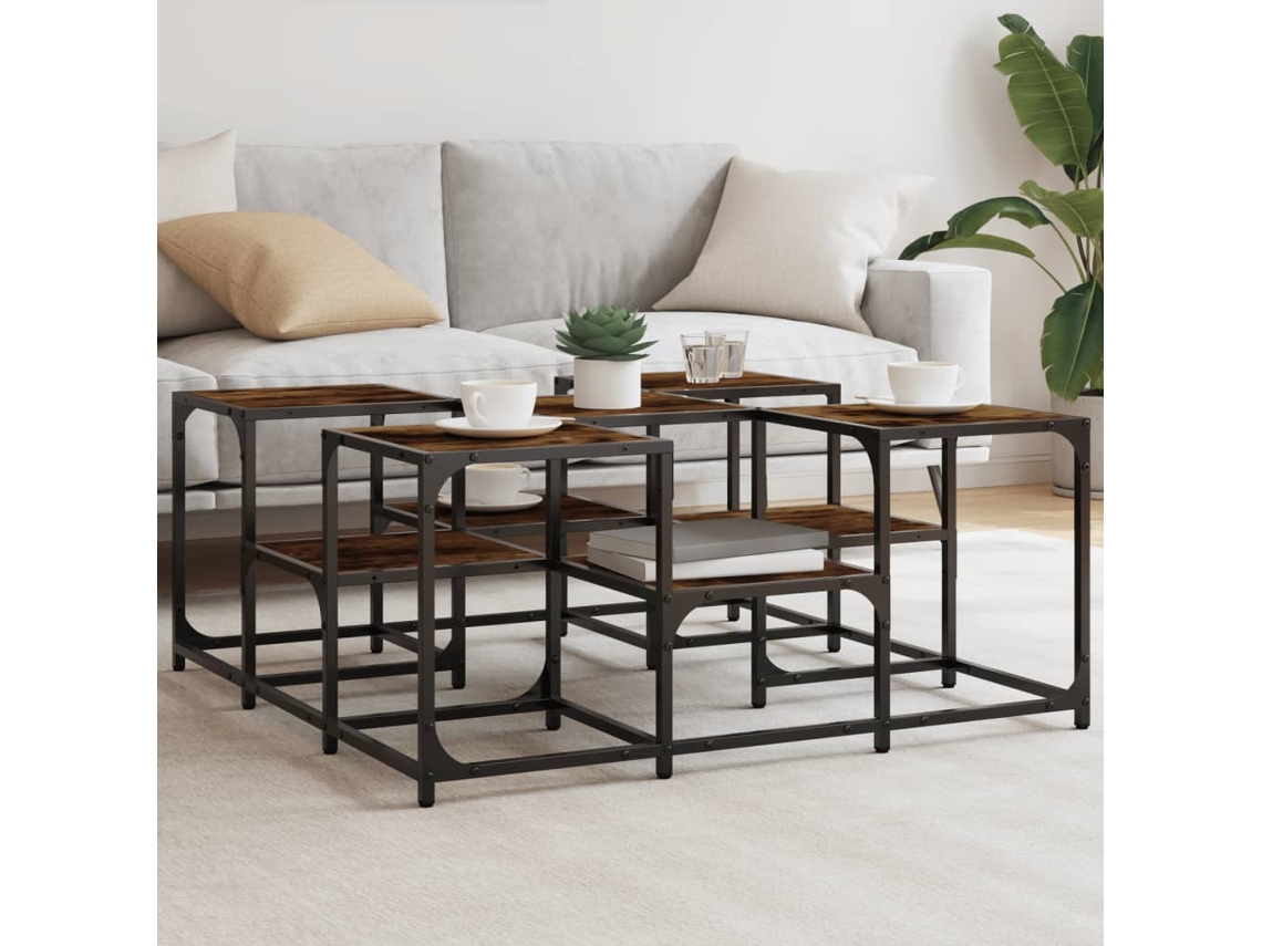 Vidaxl Mesa De Centro 91x91x40 Cm Derivados De Madeira Carvalho Fumado