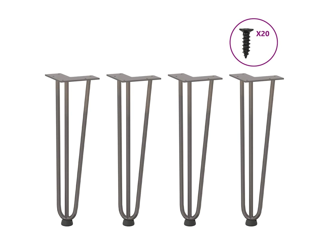 Vidaxl Pernas De Grampo Para Mesa De Centro 4 Peças Aço Natural 42 Cm Aço Maciço