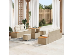 Vidaxl Conjunto De Sofá De Jardim Com Almofada 8 Pcs Bege E Creme