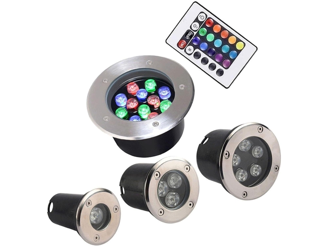 Luzes Subaquáticas Led Rgb Mudança Lagos Holofote Embutido Redondo Controle Remoto Fonte Enterrada Prova Ip68 Jardim GOKOCO
