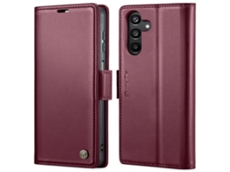 Capa Para Samsung Galaxy A25 5g Borboleta Fivela Litchi Textura De Telefone De Couro Rfid Antirroubo Vinho Vermelho