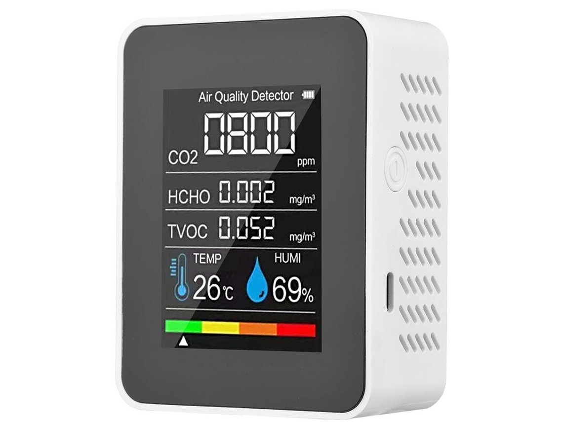 Lurelia Medidor De Qualidade Do Ar 5 Em 1, Temperatura, Humidade, Usb, Branco