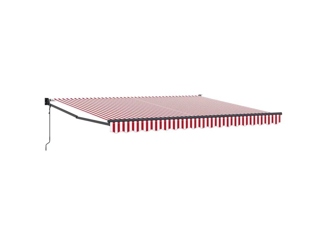 Toldo Retrátil Automático Listrado Vermelho E Branco Vidaxl Vermelho Poliéster