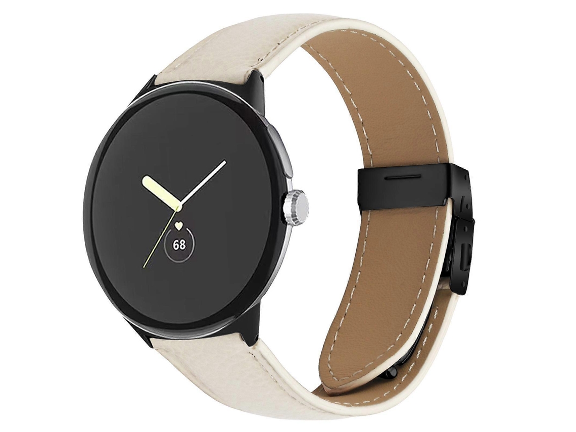 Pulseira De Couro Preta Com Textura De Lichia E Fivela Tipo Tartaruga Para Google Pixel Watch / Watch 2 / 3 (41 Mm)
