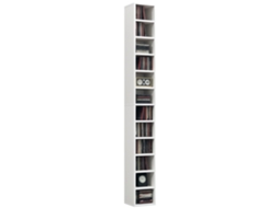 Organizador De Cds E Dvds Com 12 Compartimentos, Capacidade Máxima Para 204 Cds, 21 X 20 X 175 Cm, Branco
