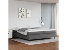 Cama Com Molas/colchão 200x200 Cm Couro Artificial Cinzento