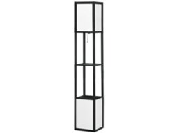 Abajur Madeira Preto e Branco 26x26x156 Cm (e27, 40w, com Prateleira)