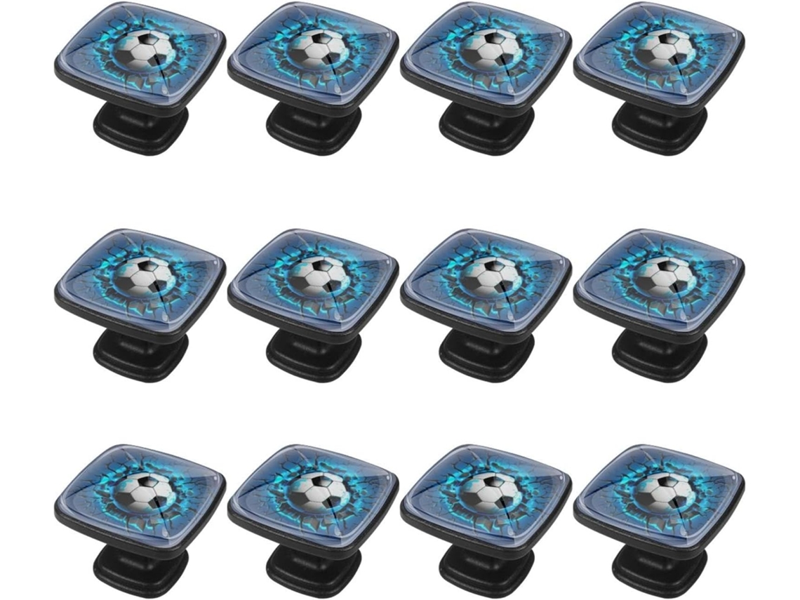 Puxadores Quadrados Para Armários De Cozinha, Puxadores Para Armários E Gavetas, 12 Peças, Futebol De Parede 3d