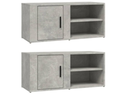 Tv Cabinet Set, Tv Cabinet Sets Vidaxl Cinzeto Madeira Processada (n/a)