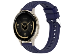 Bracelete Garmin Venu 3s Silicone Textura Listrada Fivela de Aço Prate Azul Meia noite XIAOMOYU (18mm)