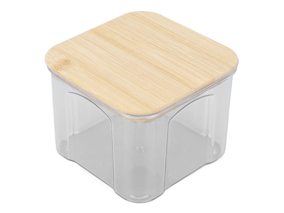 Recipiente Hermético para Alimentos com Tampa de Bambu Transparente 650ml para Arroz Grãos Café Chá S/MARCA