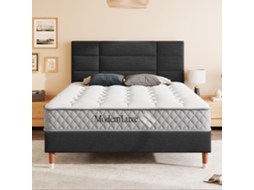 Cama Linho Preto 140x200 Com Ripas, Estilo Minimalista E Moderno